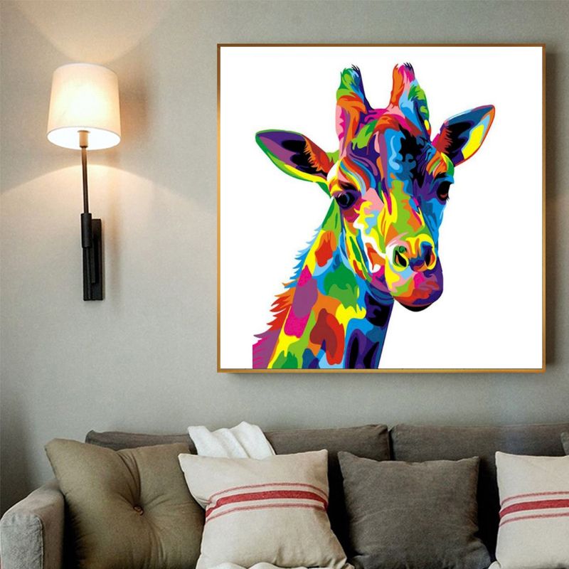 Tableau Girafe Multicolore cadre