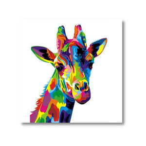 Tableau Girafe Multicolore toile