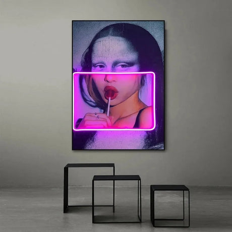 Tableau mona lisa et néon