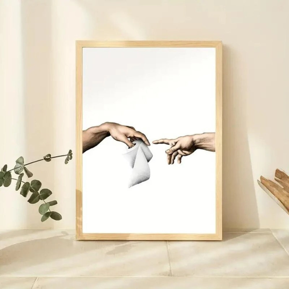 Tableau parodie la création d'Adam papier toilette decoration
