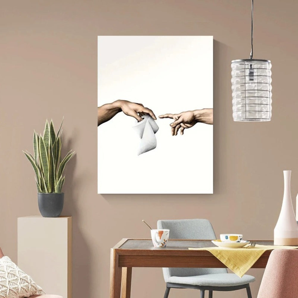 Tableau parodie la création d'Adam papier toilette tableau mural