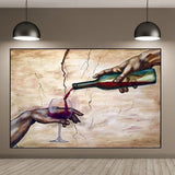 Tableau parodie la création d'Adam verre de vin decoration