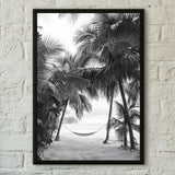 Tableau photographie hamac sur la plage noir et blanc deco