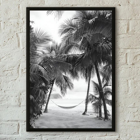 Tableau photographie hamac sur la plage noir et blanc deco