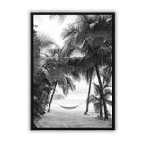 Tableau photographie hamac sur la plage noir et blanc decoration