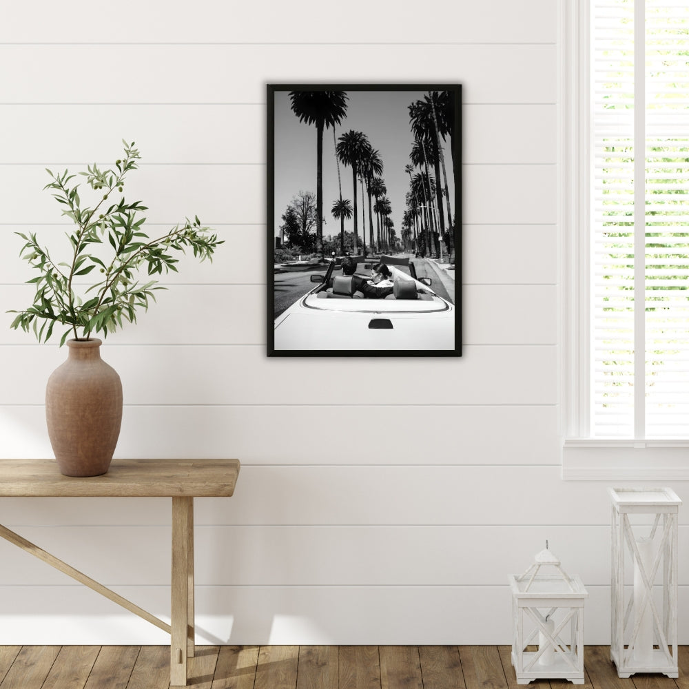 Tableau photographie palmiers de Los Angeles noir et blanc deco salon