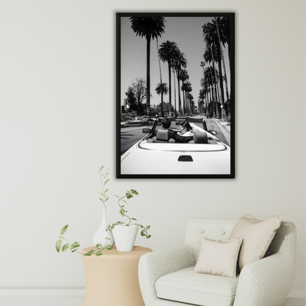 Tableau photographie palmiers de Los Angeles noir et blanc decoration
