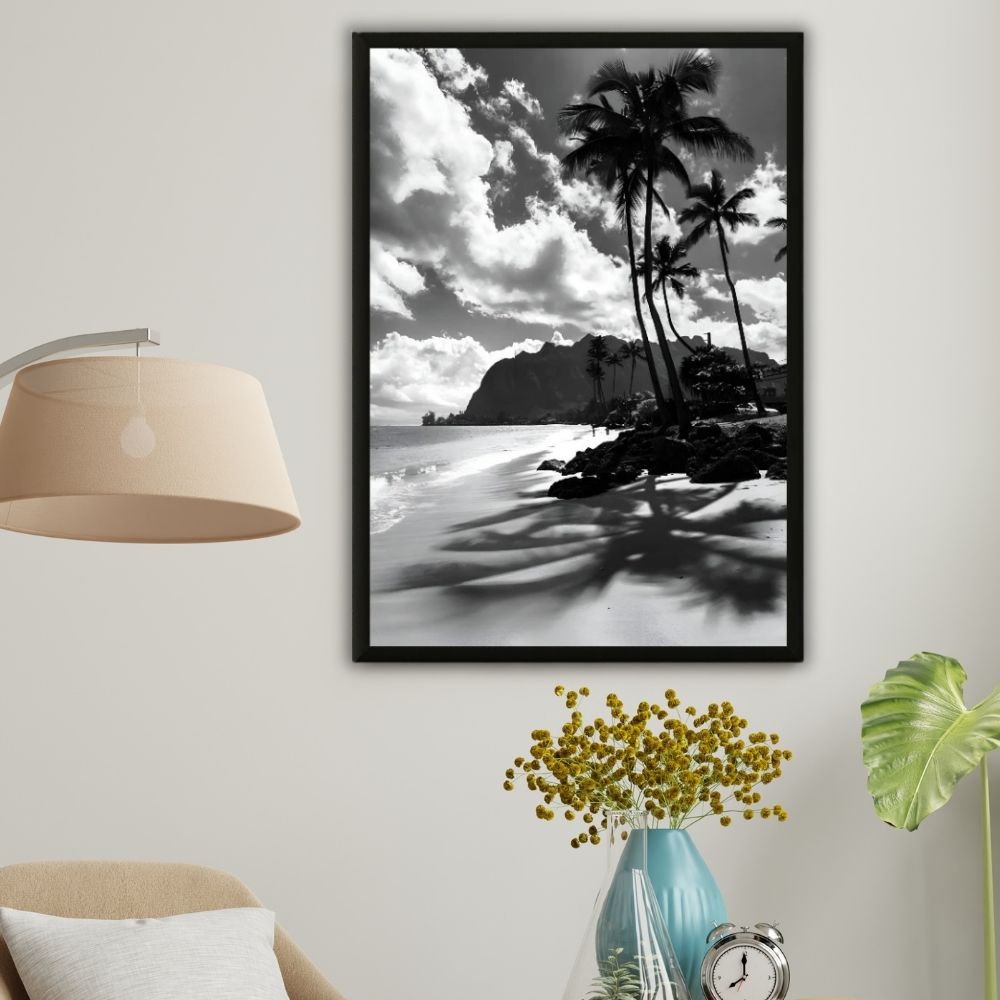 Tableau photographie plage tropicale noir et blanc