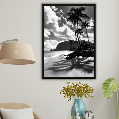 Tableau photographie plage tropicale noir et blanc