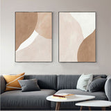 TableauAbstraitBeigeetMarronMinimaliste pose mural