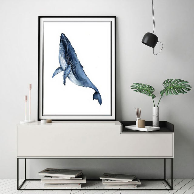 TableauBaleineBleuAquarelle bahut