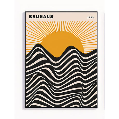 TableauBauhausVaguesNoiretCoucherdeSoleil toile