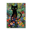 TableauChatNoiretChampdeFleursColore toile