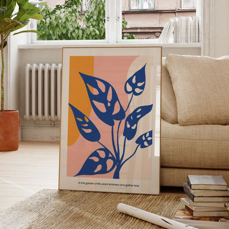 TableauFleurBleuDesignModerneMinimaliste canape
