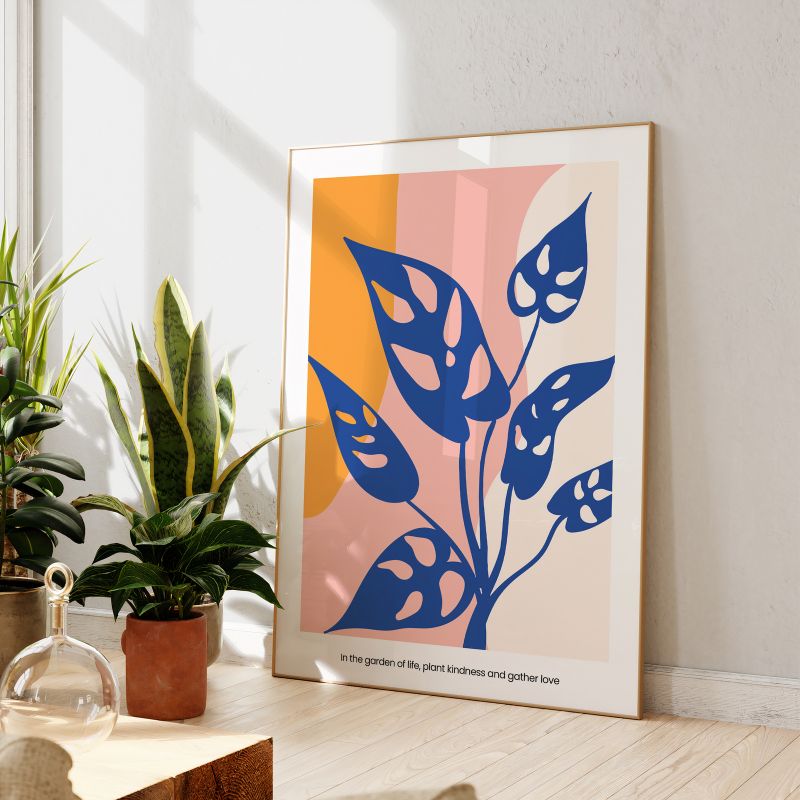 TableauFleurBleuDesignModerneMinimaliste pose