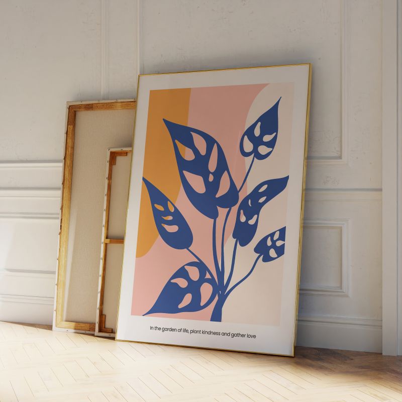 TableauFleurBleuDesignModerneMinimaliste mur