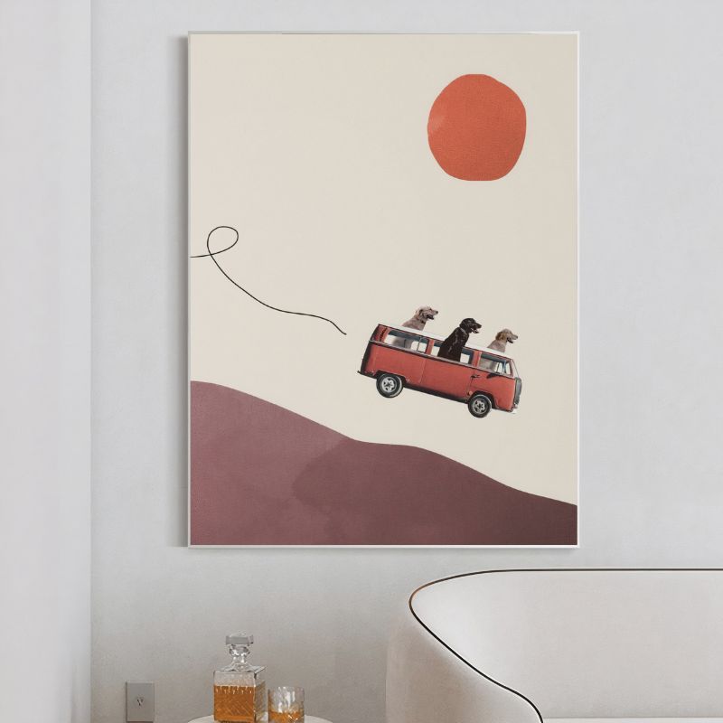 TableauMinimalisteSurrealiste-ChiensenVanRetro salon