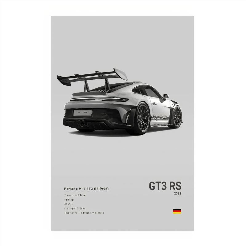 Tableau Porsche GT3 rs toile blanc arrière