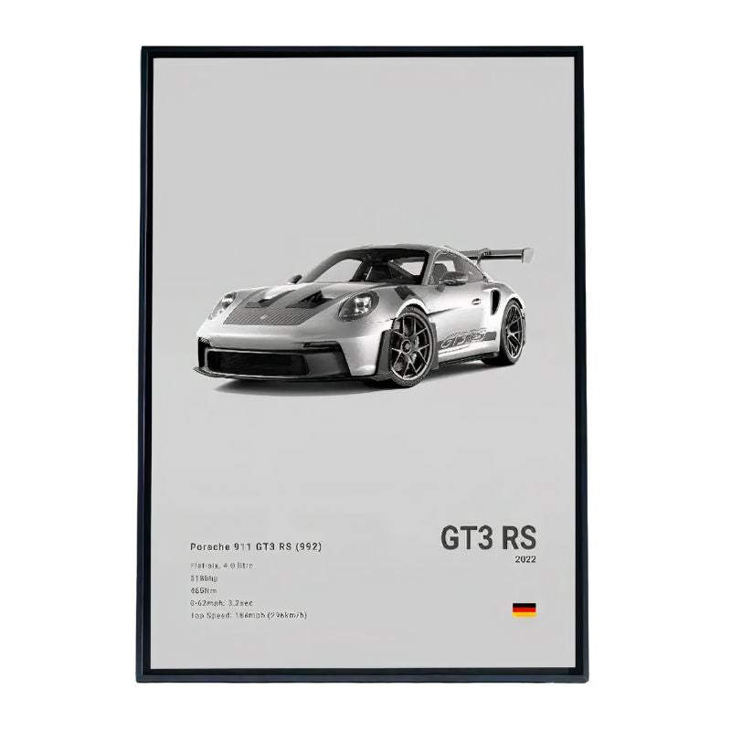 Tableau Porsche GT3 rs toile gris face