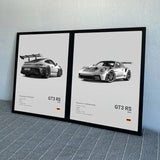 Tableau Porsche GT3 rs blanc profil