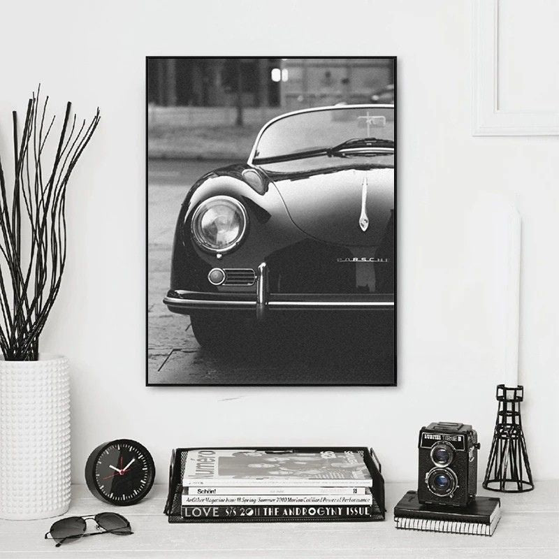 Tableau Porsche Noiret Blanc Demi