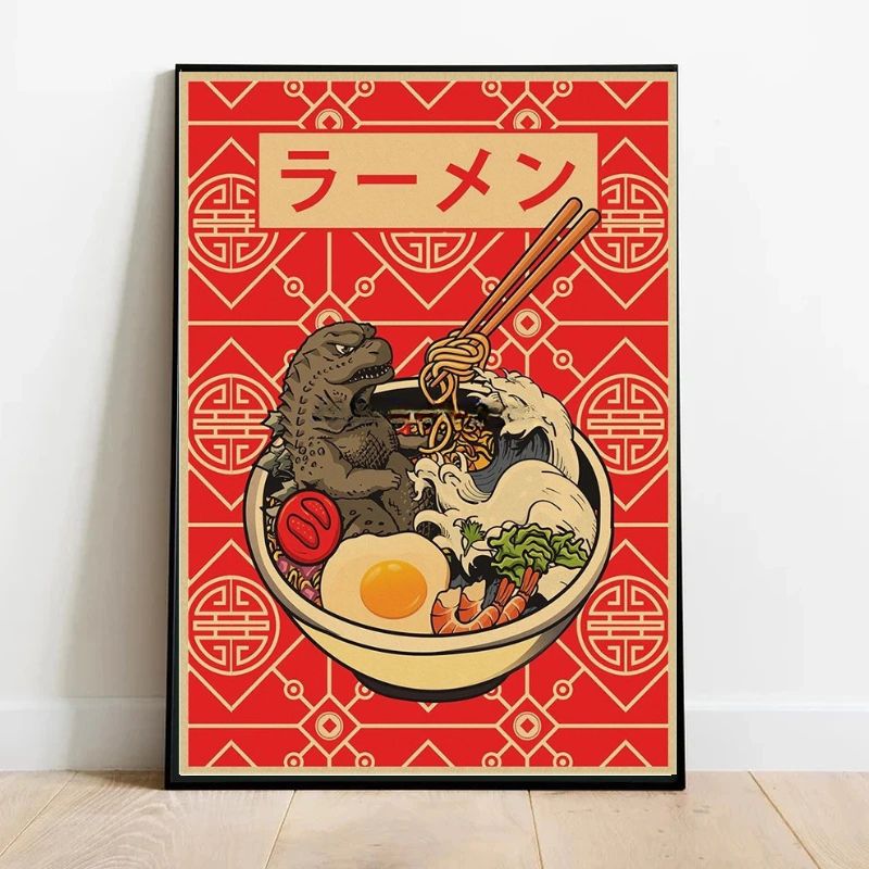 Tableau Retro Pop Japonais Ramen parquet