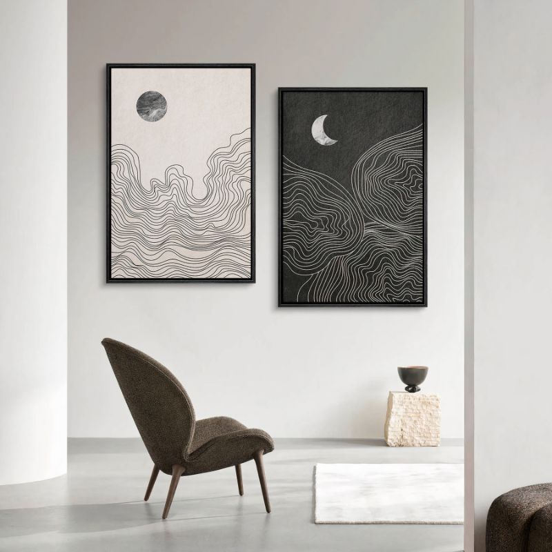 TableauSoleiletLuneAbstraits mural