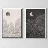 TableauSoleiletLuneAbstraits deux toiles