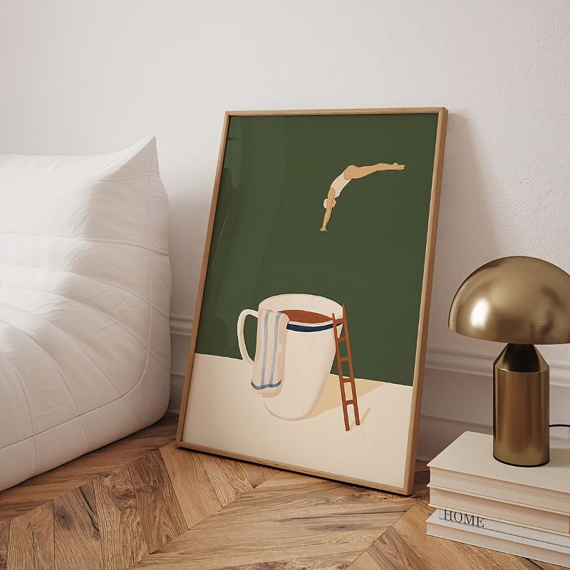 TableauSurrealisteMinimalistePlongeondansleCafe pose