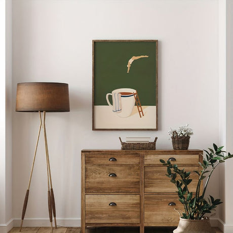 TableauSurrealisteMinimalistePlongeondansleCafe mural