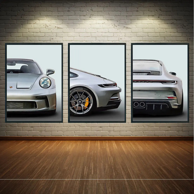 Tableau Triptyque Porsche GT3 trio mur