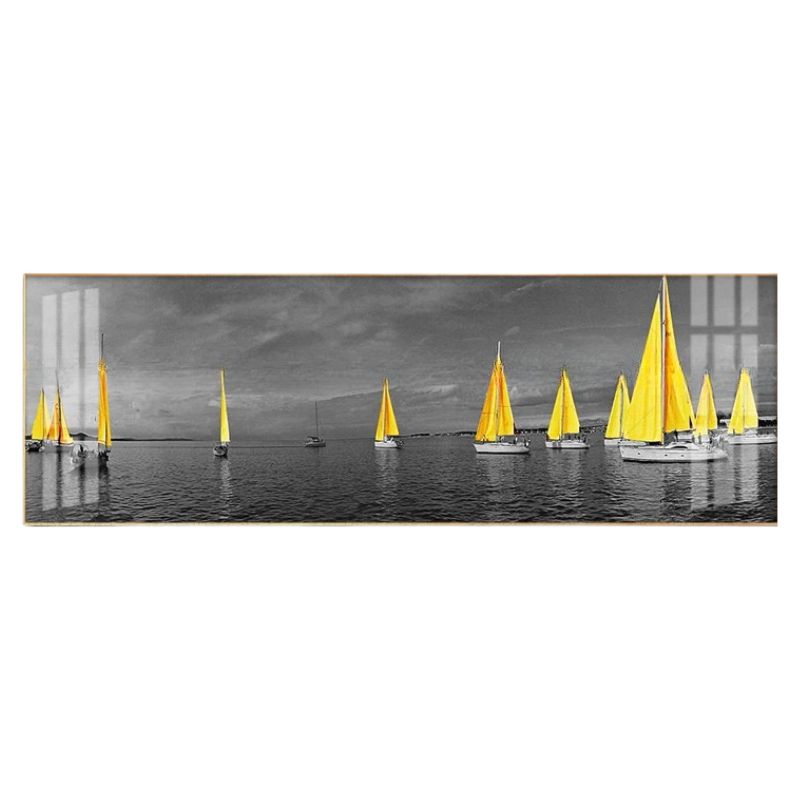 Tableau Voilier Jaune Noiret Blanc toile