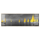 Tableau Voilier Jaune Noiret Blanc toile