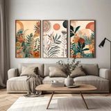 Triptyque floral boheme exotique deco salon