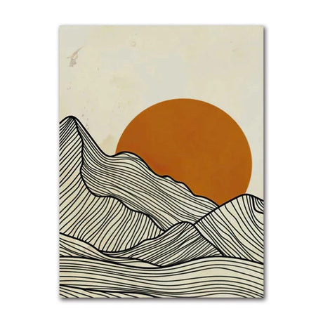 Triptyque lignes de montagnes minimaliste dessinés tableau decoration