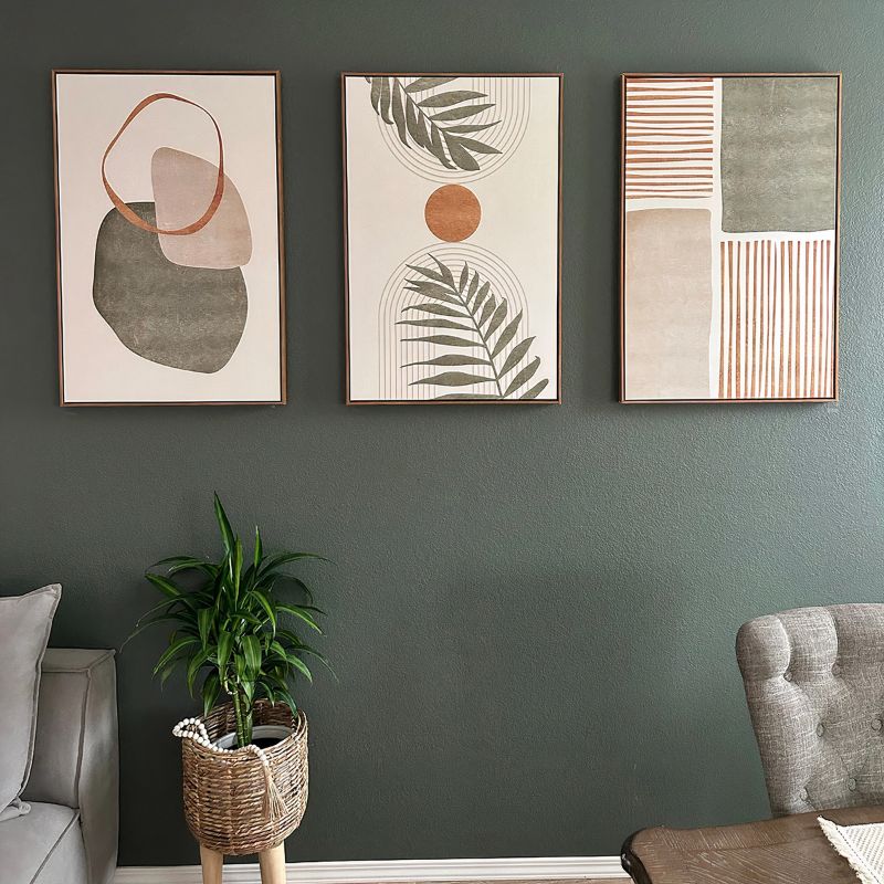 TriptyqueBohemeAbstraitVertetTerracotta salon