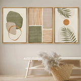 TriptyqueBohemeAbstraitVertetTerracotta mur