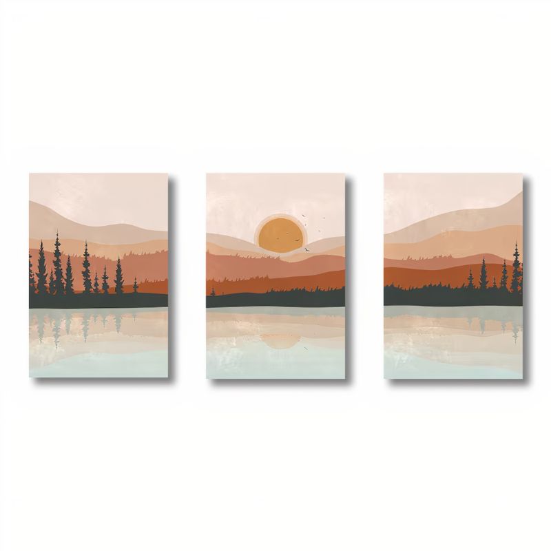 TriptyqueMontagnesetLacStyleNordique 3 toiles