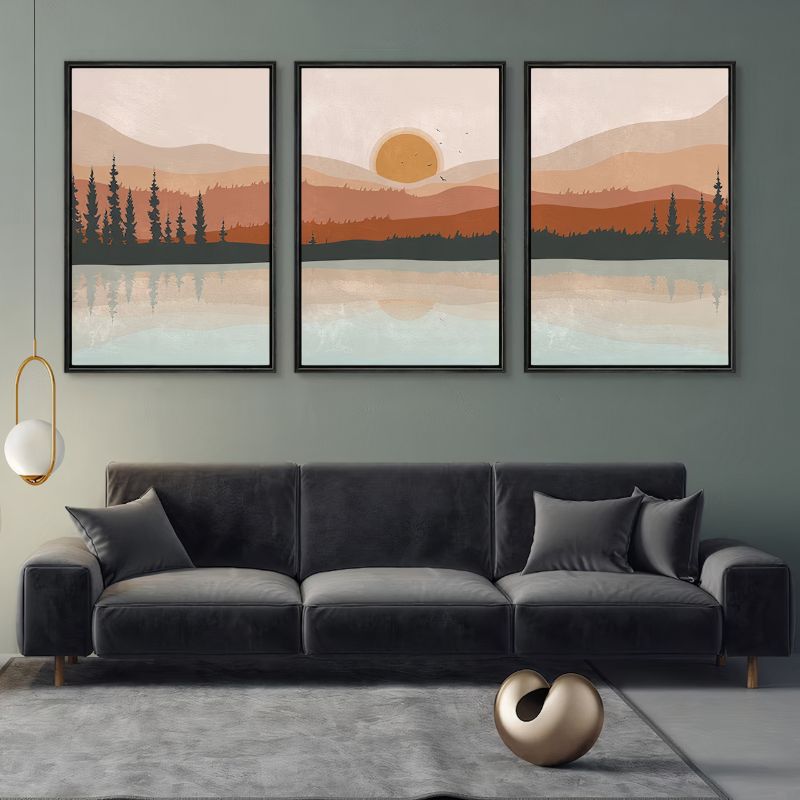 TriptyqueMontagnesetLacStyleNordique salon