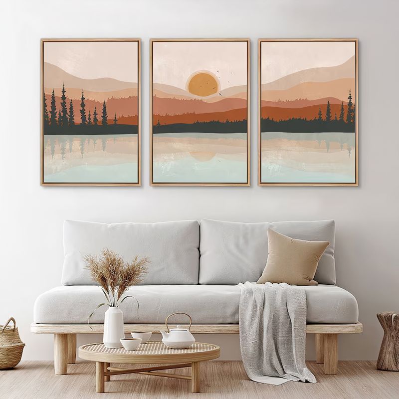 TriptyqueMontagnesetLacStyleNordique salon