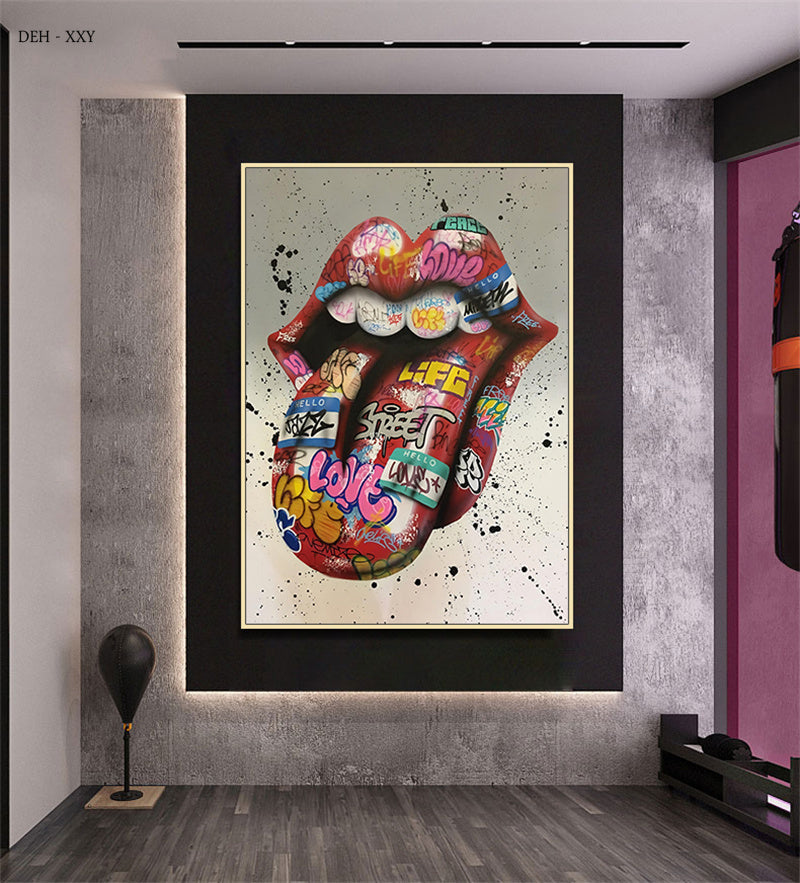 Tableau Pop Art Bouche toile