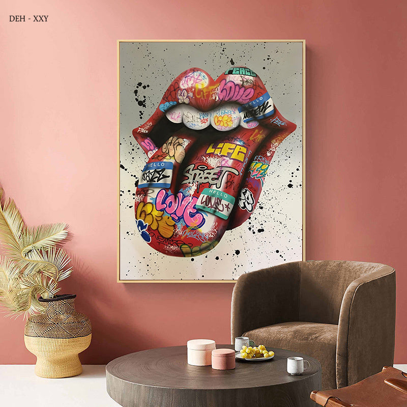 Tableau Pop Art Bouche cadre