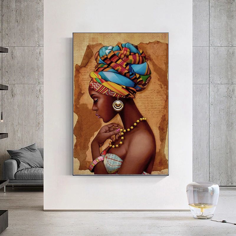 Africain Français Femmes Décoration murale Noir Art Toile de