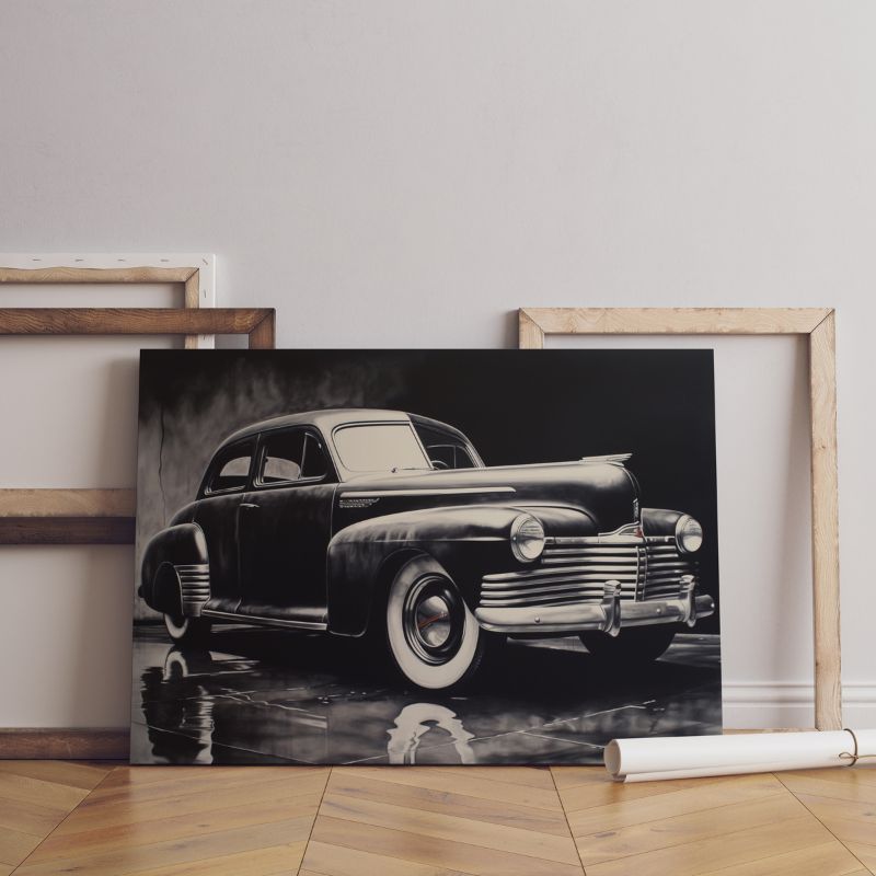 Tableau de voiture vintage noir et blanc