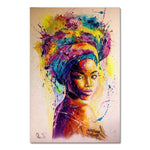 tableau femme africaine multicolore toile