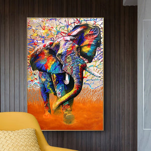 Tableau éléphant couleurs cadre