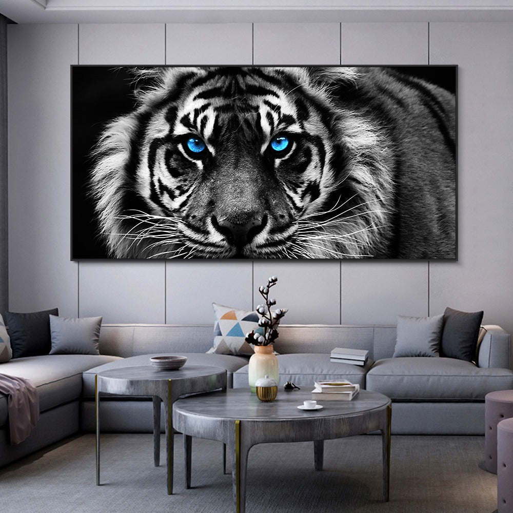 Tableau tigre noir et blanc
