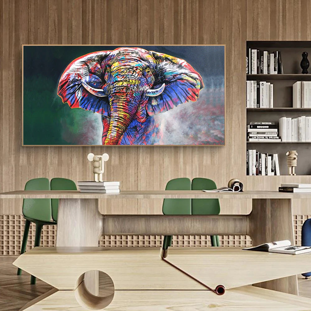 Tableau cadre éléphant multicolore