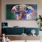 Tableau toile d'éléphant multicolore