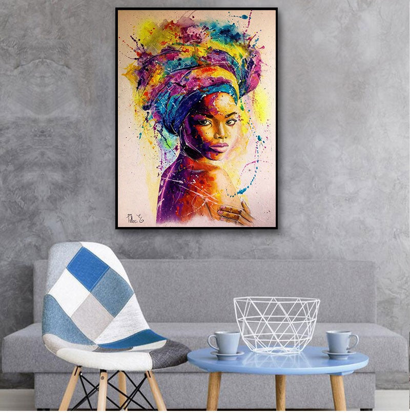 Tableau Africain Femme Multicolore